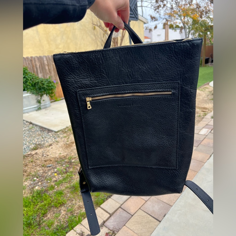 Portland Leather Laptop Backpack Pebbled Black